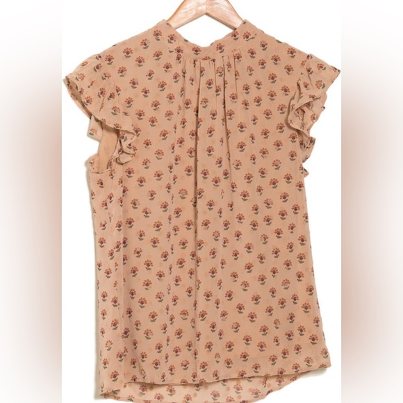 Floral Print Flutter Sleeve Blouse - Picture 3 of 4